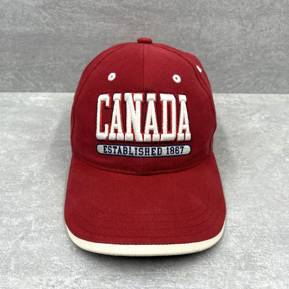 CANADA Hat Baseball Ball Cap ADJUSTABLE Red Embroidered Logo